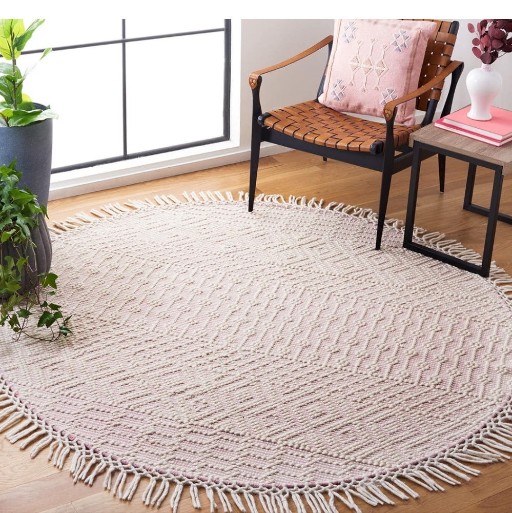 SAFAVIEH Natura Cordelia Southwestern Wool Area Rug, Ivory, 6' x 6' Round